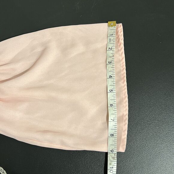 Abercrombie & Fitch Pink Lace Up Neck Long Bell Sleeve Top Womens Medium Sheer - Picture 12 of 12